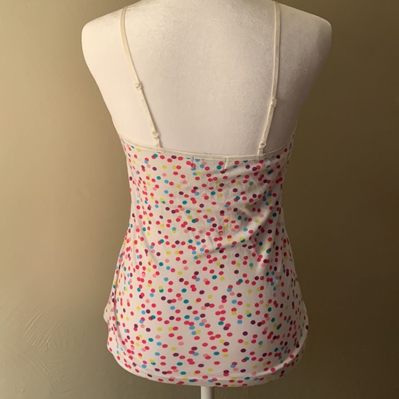 Wet Seal White Cami w/ Multi Color Polka Dots Adjustable Straps Size L - Picture 2 of 5